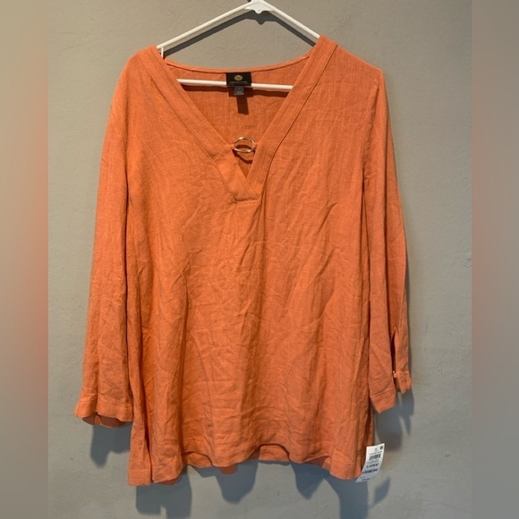JM Collection Tops - JM Collection Burnt Orange V-Neck Blouse